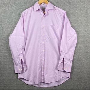 Peter Millar Mens Purple Checkered NanoLuxe Long Sleeve Button Down Shirt 16Long